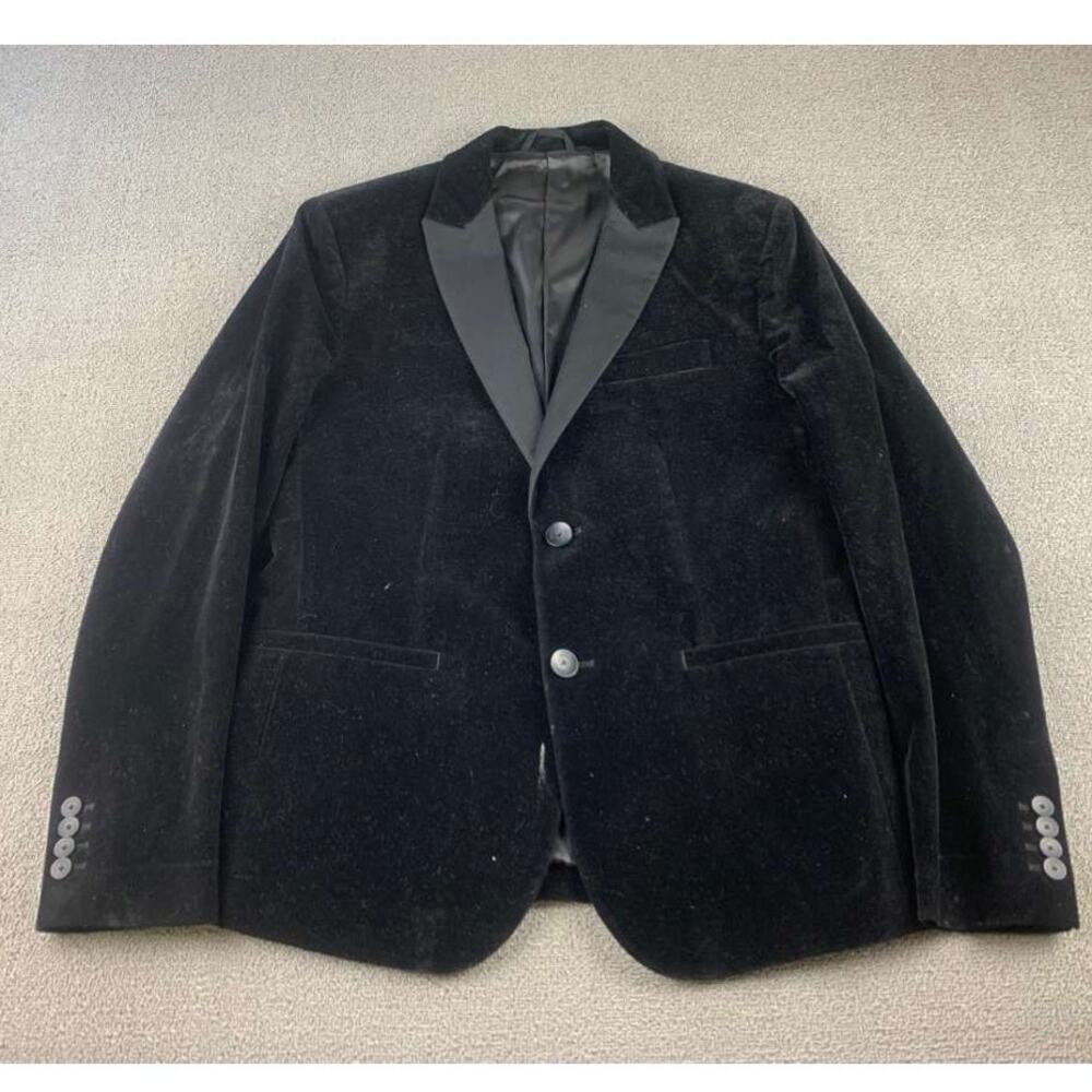 Armani Exchange Blazer Men‎ 42 Black Velvet Satin Lapel Two Button Lined  Trim